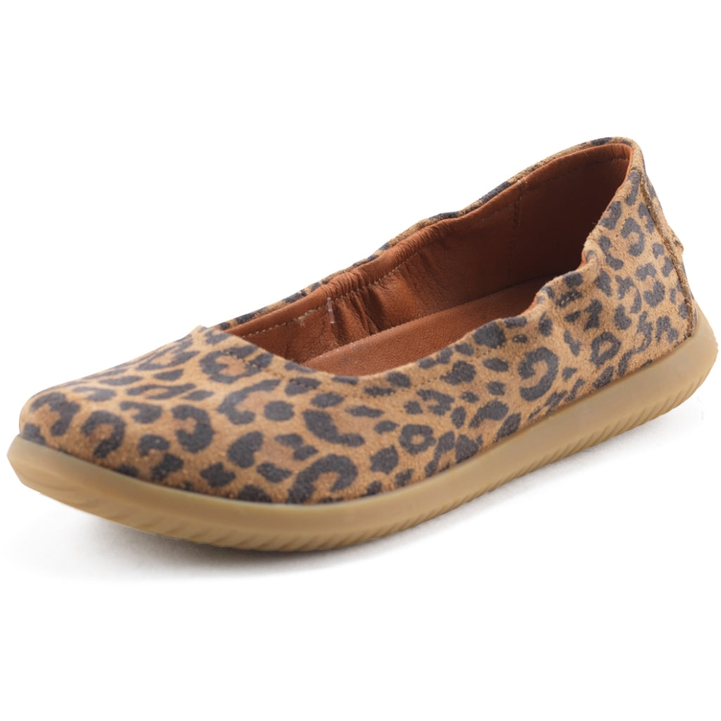 Nature Footwear Marie Ballerina Suede Print Sko Leopard med gummisål